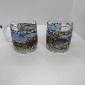 Vintage South Dakota Glass Mug Set
